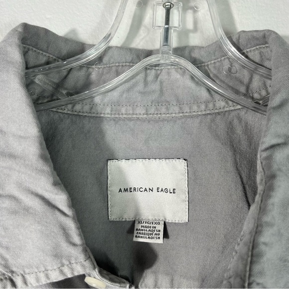American Eagle Men's Light Gray Button Down Collared Classic Pocket Shirt XL - Picture 3 of 5
